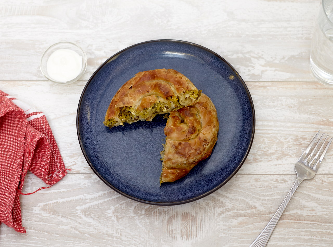 Byrek Pastry with Leek and Feta Boxed Lunch by Chef Lilly Gjekmarkaj