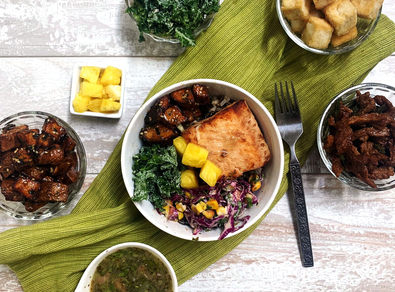 Soy Curls Chimichurri Bowl Boxed Lunch by Chef Carlos Beltre