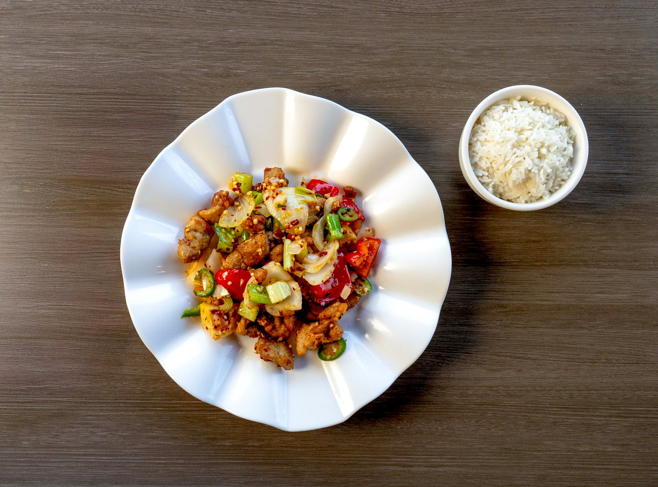 Gluten Free Da Ching Diced Chicken Plate by Chef James Zhou