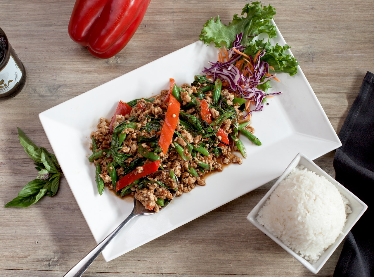 Thai Basil Chicken Boxed Lunch by Chef Pik Kookarinrat