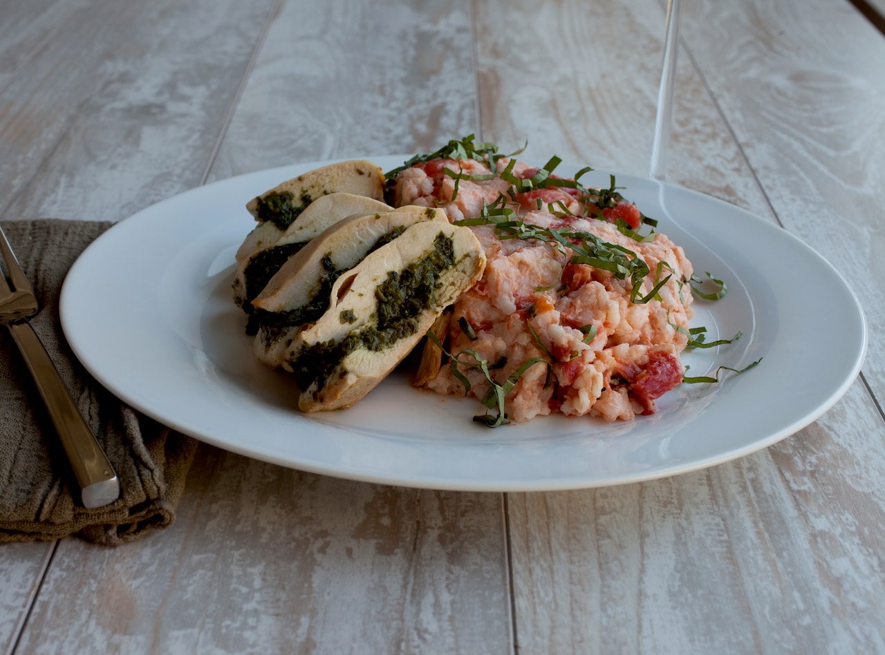 Pesto Stuffed Chicken with Risotto by Chef Katie Peterson