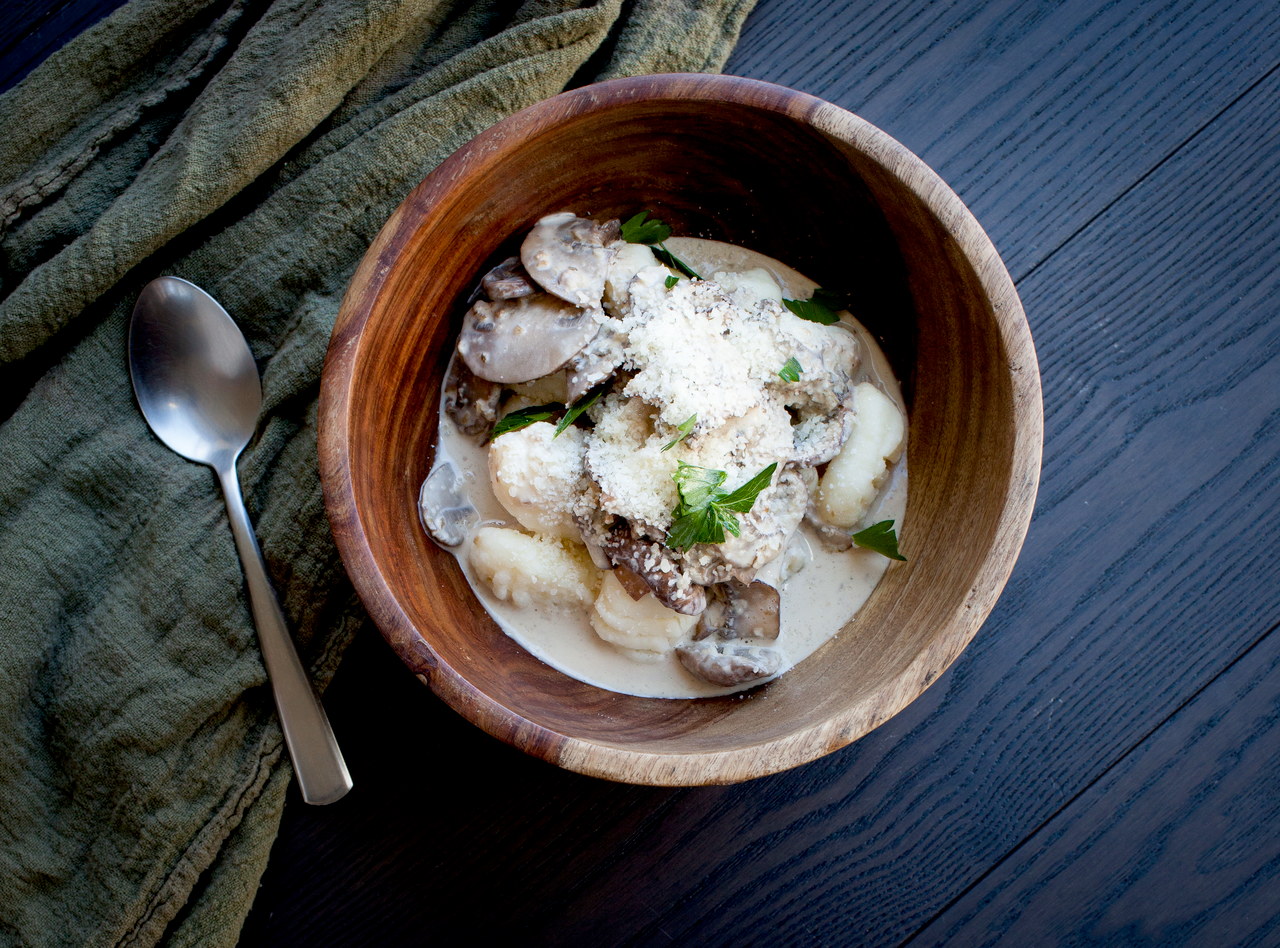 Russet Gnocchi with Chardonnay Mushrooms by Chef Lisa Nakamura