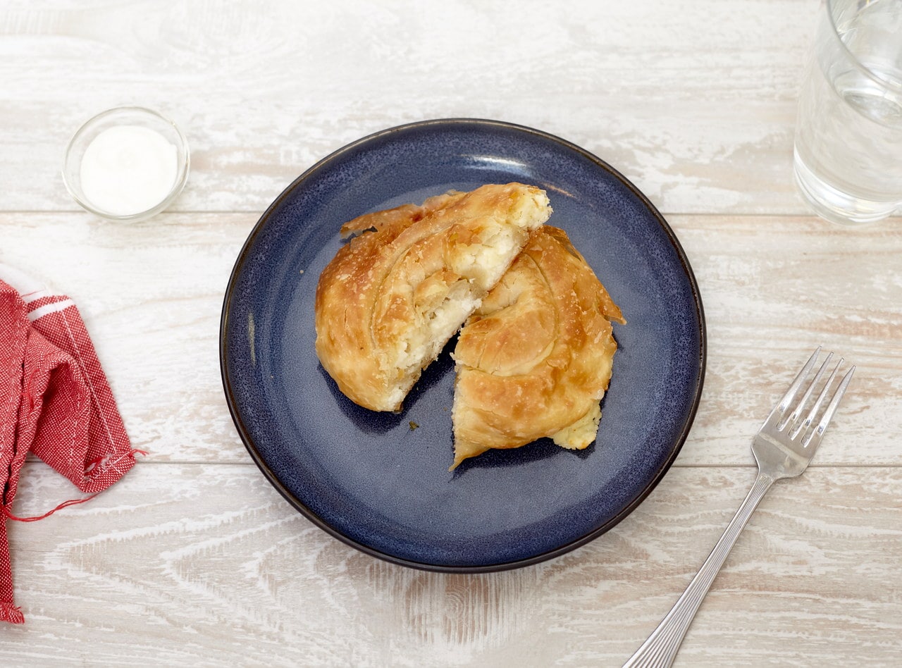 Byrek Pastry with Potato and Red Onion by Chef Lilly Gjekmarkaj