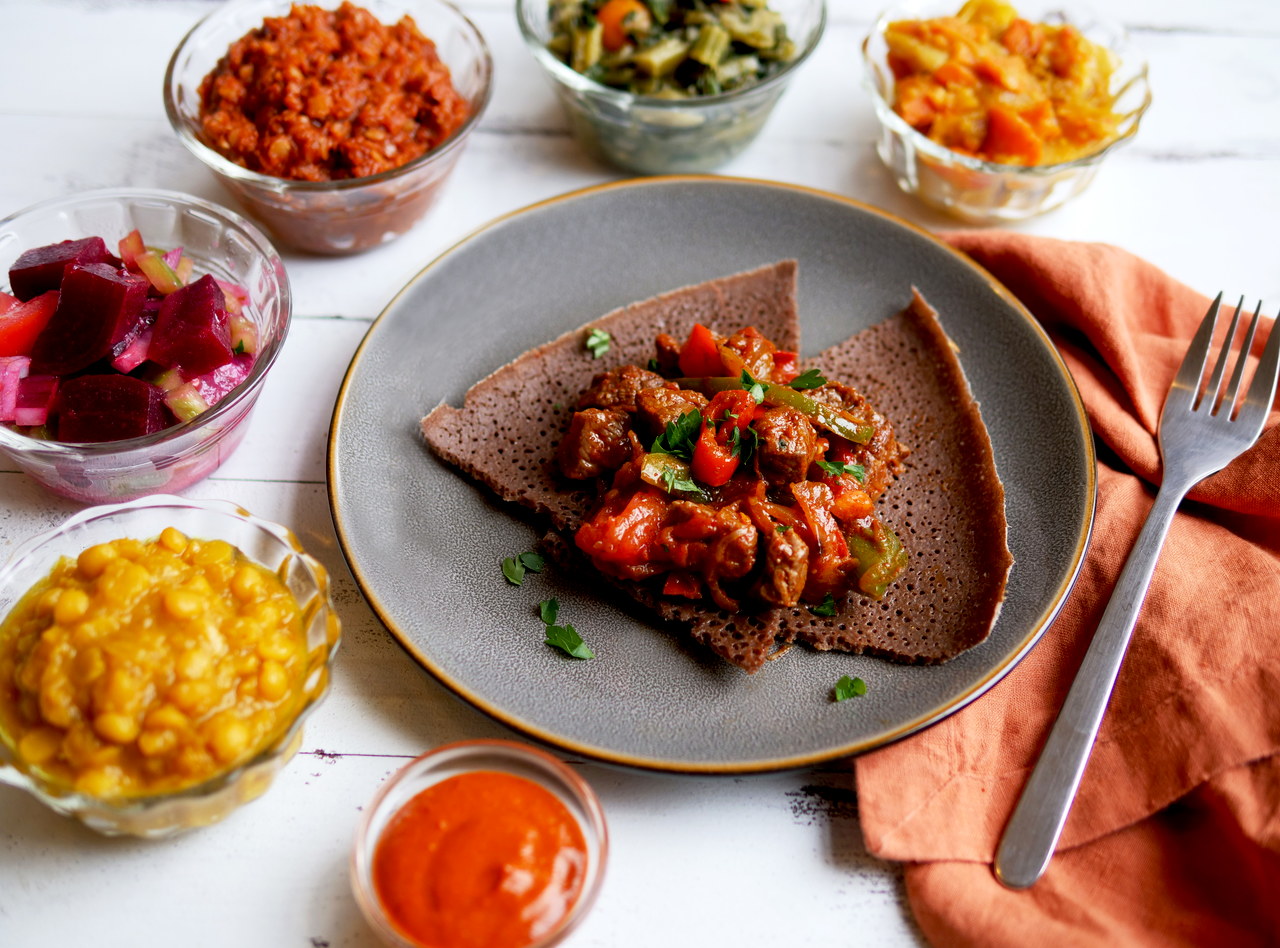 Ethiopian Beef Tibs Platter by Chef Mulu Abate