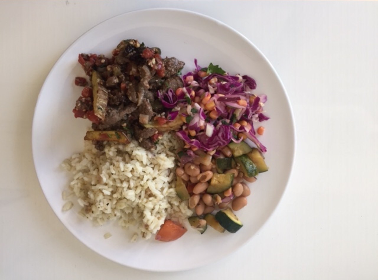 Peruvian Beef & Potatoes with Chili Rice Pilaf by Ripe Catering