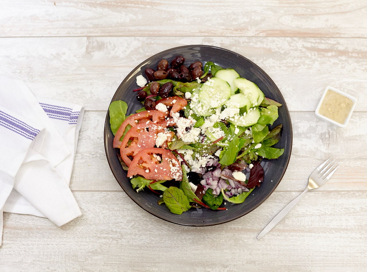 Vegan Mediterranean Salad with Lemon Vinaigrette by Chef Lilly Gjekmarkaj