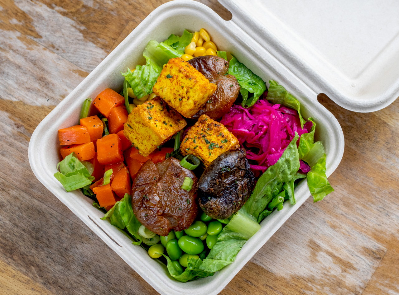 House Salad with Turmeric Tofu and Roasted Potato by Chef Kyungmin Lee