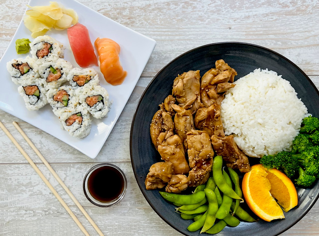 Chicken Teriyaki and Sushi Combo Bento by Chef Saki Narusaka