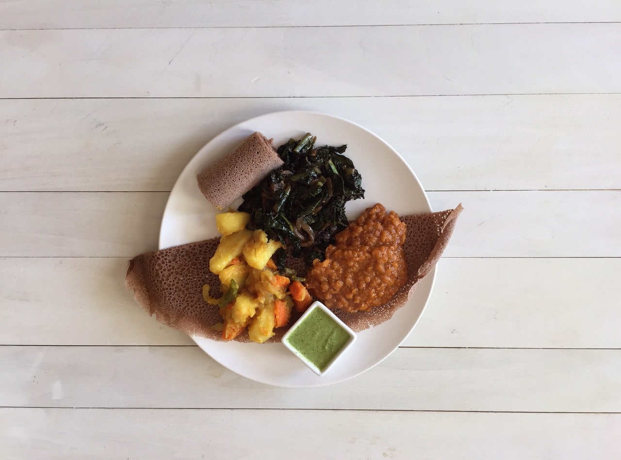 Vegan Lentils Mesir Wat Combo Plate by Chef Meeraf Mamo