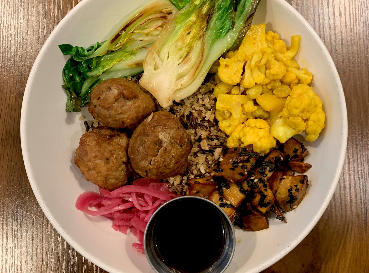 Turkey Meatball Bloom Grain Bowl by Chef Carlos Beltre