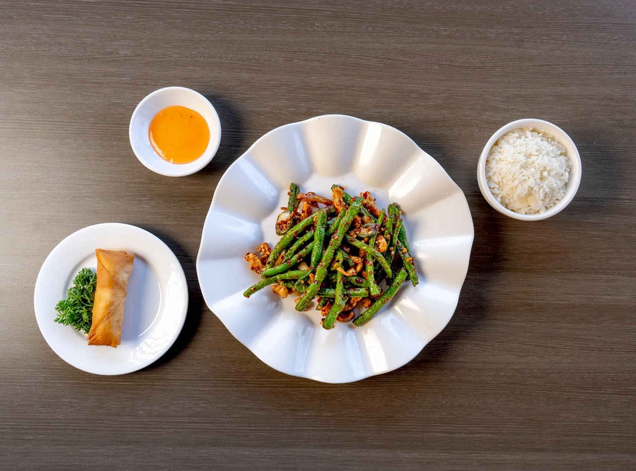 Szechuan Style Green Beans with Chicken Plate by Chef James Zhou