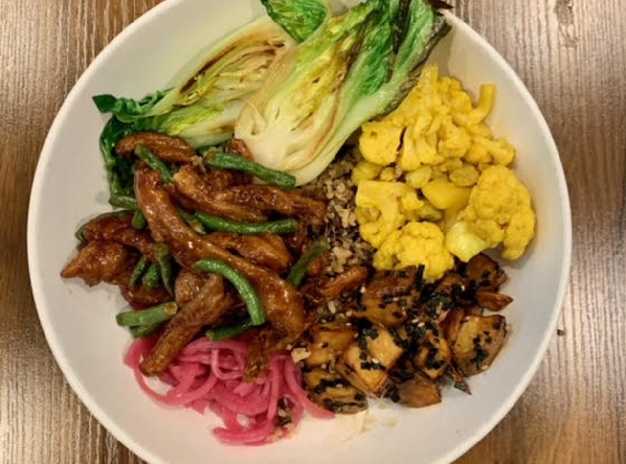 Orange Soy Curls Rice Bowl Boxed Lunch by Chef Carlos Beltre