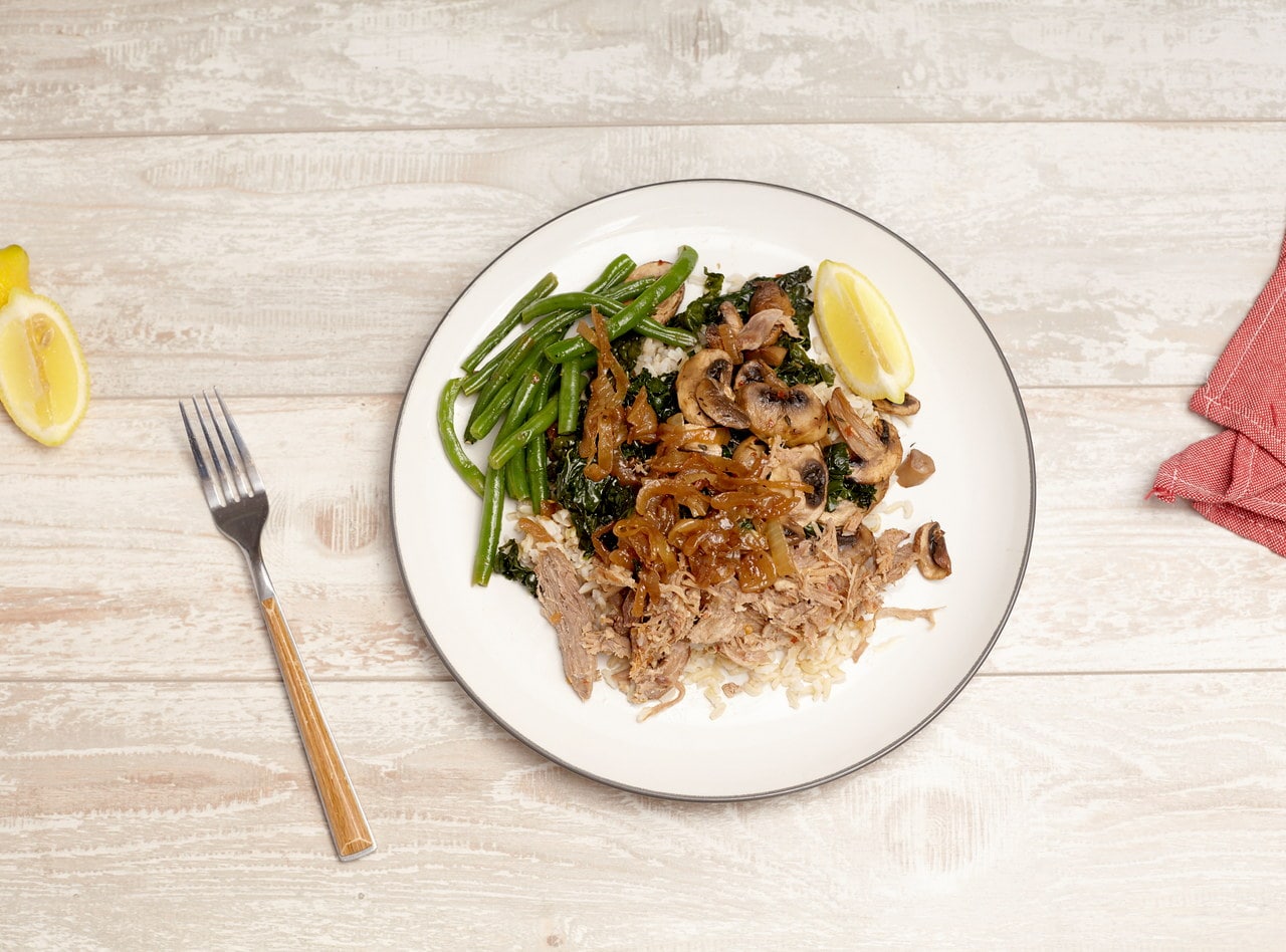 Earthy Pork and Vegetable Rice Bowl by Chef Katie Cox