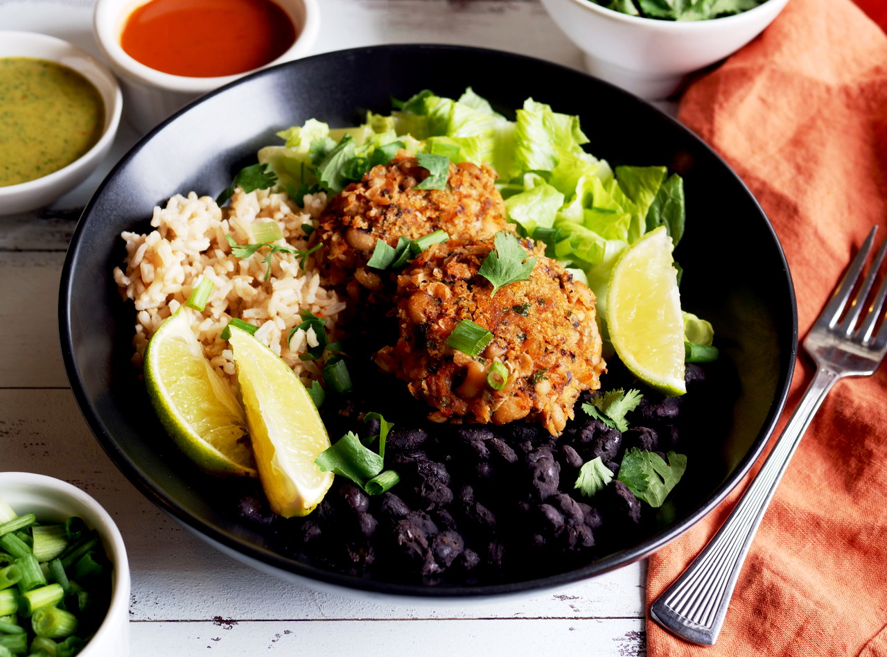 Grab 'n Go Black Eyed Pea Patty Quinoa Bowl by Chef Mulu Abate