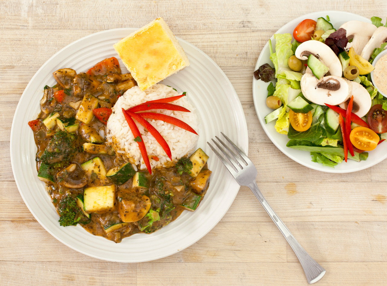 Vegan Creole Etouffee Plate by Chef Jemil Aziz Johnson